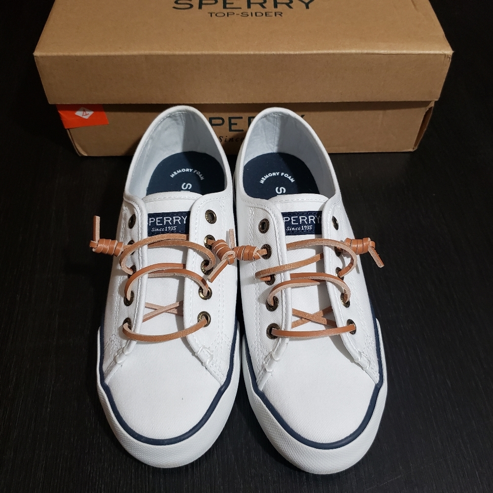 Sperry White Top Sider Memory Foam Canvas Shoes